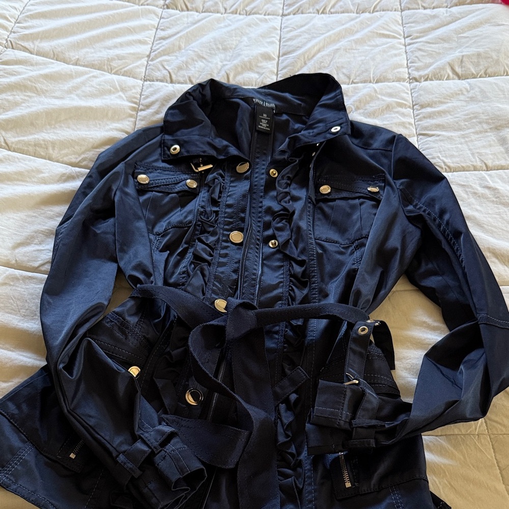 White House Black Market Elegant Black Outerwear navy blue jacket